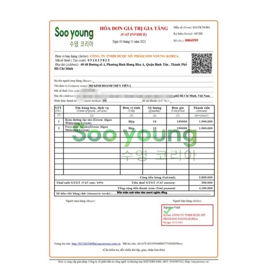 Cao Thông Nám Kem Face Nám Lục Tảo Soo Young