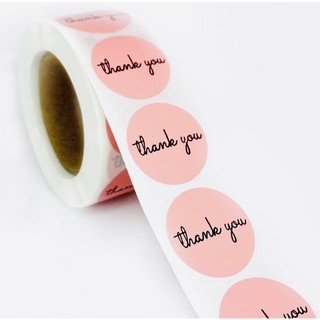 500 stickers dán thank you màu hồng 1