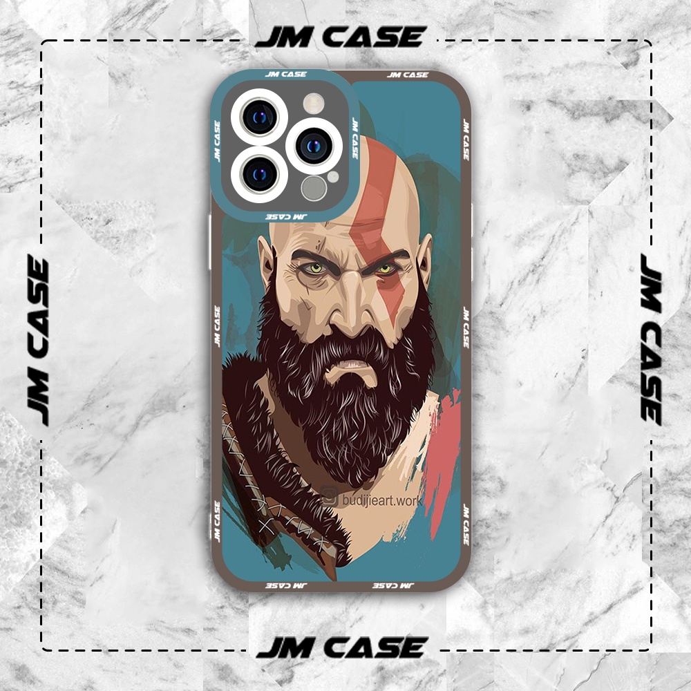 Ốp lưng iphone cạnh vuông JMCase Kratos God Of War Ragnarok /8plus/x/xs/11/12/pro/max/plus/promax