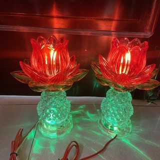 ĐÈN THỜ THUỶ TINH thân pha lê 20cm
