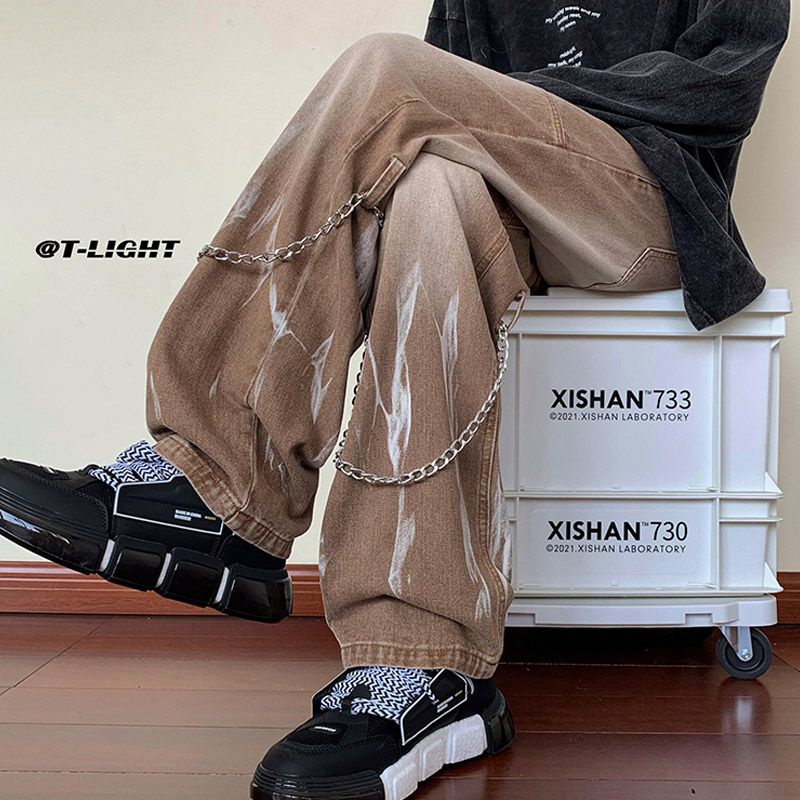 Quần Jean Nhuộm Màu Phong Cách Hip Hop Đường Phố Mỹ Cá Tính Cho Nam