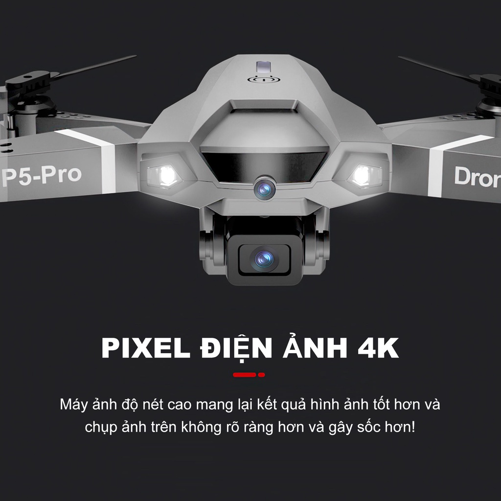 Flycam P5 Pro , máy bay camera 4K , Giá Rẻ Điều Khiển Từ Xa Quay Phim , Chụp Ảnh Chống Rung, Kết Nối WIFI 5G Có Tay Cầm