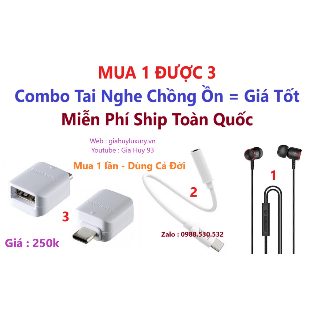 COMBO : TAI NGHE + DOCK CHUYỂN TYPE C RA 3.5 + DOCK OTG = GIÁ TỐT
