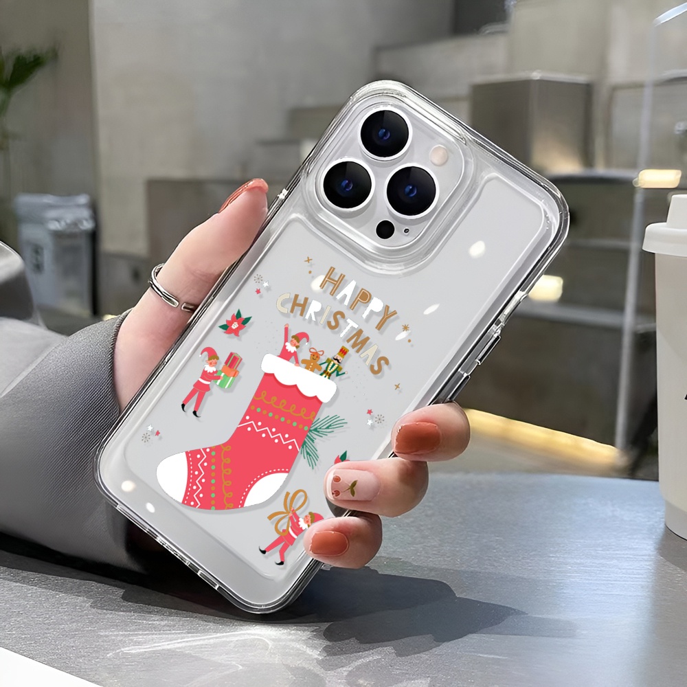 Ốp Điện Thoại Trong Suốt Hình Vớ Giáng Sinh Cho iphone 14ProMax 13 11 12 7Plus X XR XS Max 8 7