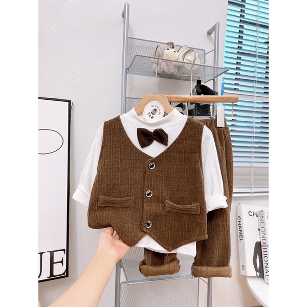 Set bộ công tử nhung cao cấp cho bé trai