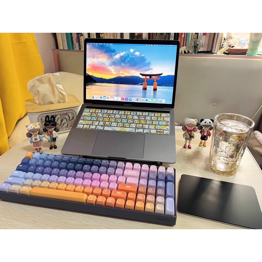 Bàn phím cơ không dây Lofree chính hãng đạt chất lượng chơi game, hotswap màu hồng kẹo bông thiếu nữ chính hãng