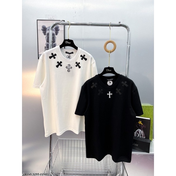 Áo Phông Nam PP Thêu Chữ Thập Chất Cotton - Áo Phông Nam Thêu Hình Đơn Giản