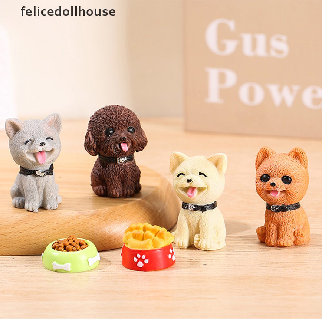 Mô Hình Chú Chó Kawaii Mini Bằng Nhựa Resin Để Bàn Trang Trí Sân Vườn