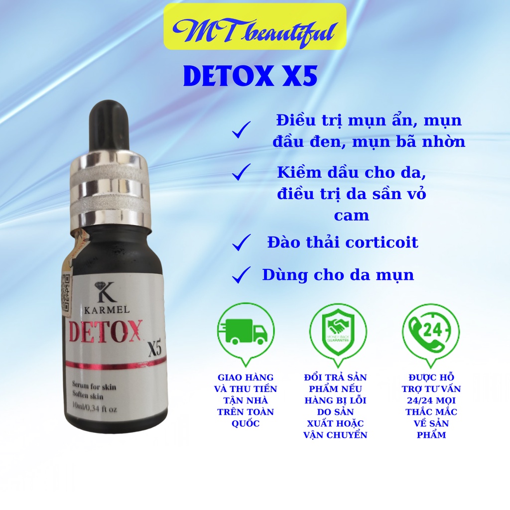 Serum detox X5 KARMEL loại bỏ mụn đầu đen mụn ẩn mụn bã nhờn 10ml