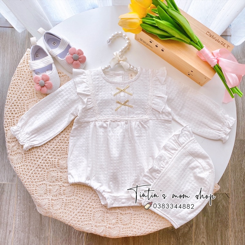 Sét body chip cánh tiên đầy tháng/ thôi nôi cho bé gái kèm mũ