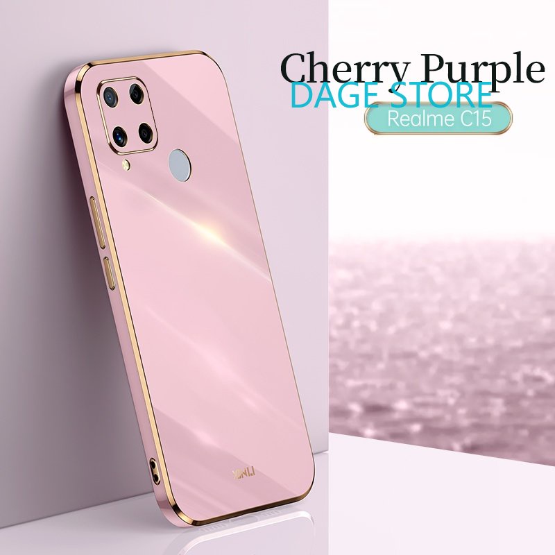 Ốp Điện Thoại Viền Mạ 6D Màu Trơn Cho Realme C15 C12 C25 7i Narzo 20