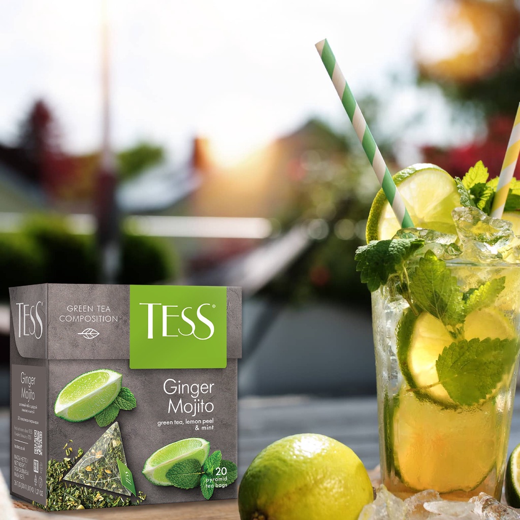 [DATE 3/2024]Trà xanh Tess Ginger Mojito Vị Bạc Hà Và Chanh 20 gói/hộp