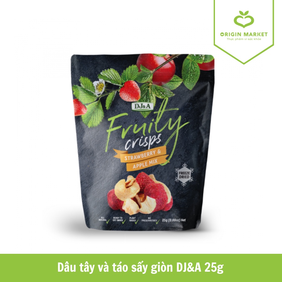 Dâu tây và táo sấy giòn DJ&A 25g
