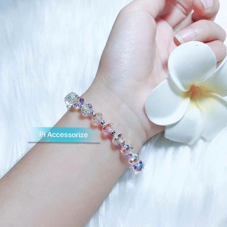 Lắc tay pha lê bạc 8li