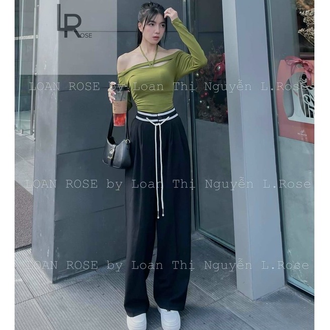 Quần tây nữ lưng cạp thun chun ống đứng dáng suông dài màu nâu đen vải RUBY mềm Quần vải baggy nữ cạp cao đi học công sở