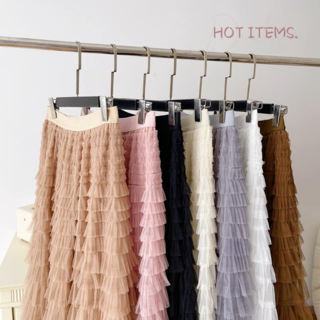 Chân váy dài hàng QCCC, chân váy ren tầng, cạp chun bọc vải dày dặn hàng loại 1