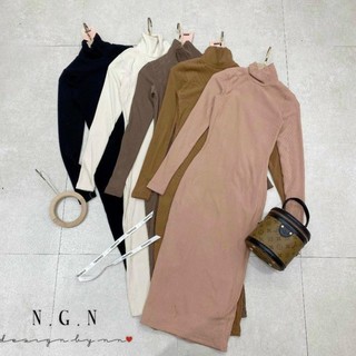Váy len tăm body cổ lọ siêu tôn dáng