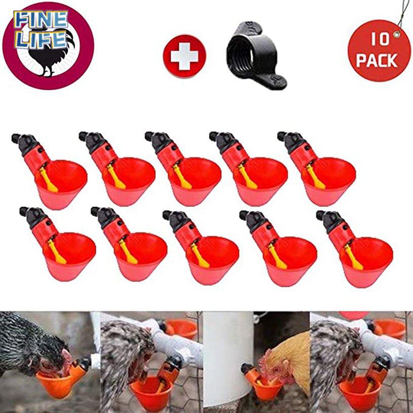 10PCS Chicken Coop Waterer Fowl Automatic Poultry Chick Feeder Water Drinker
