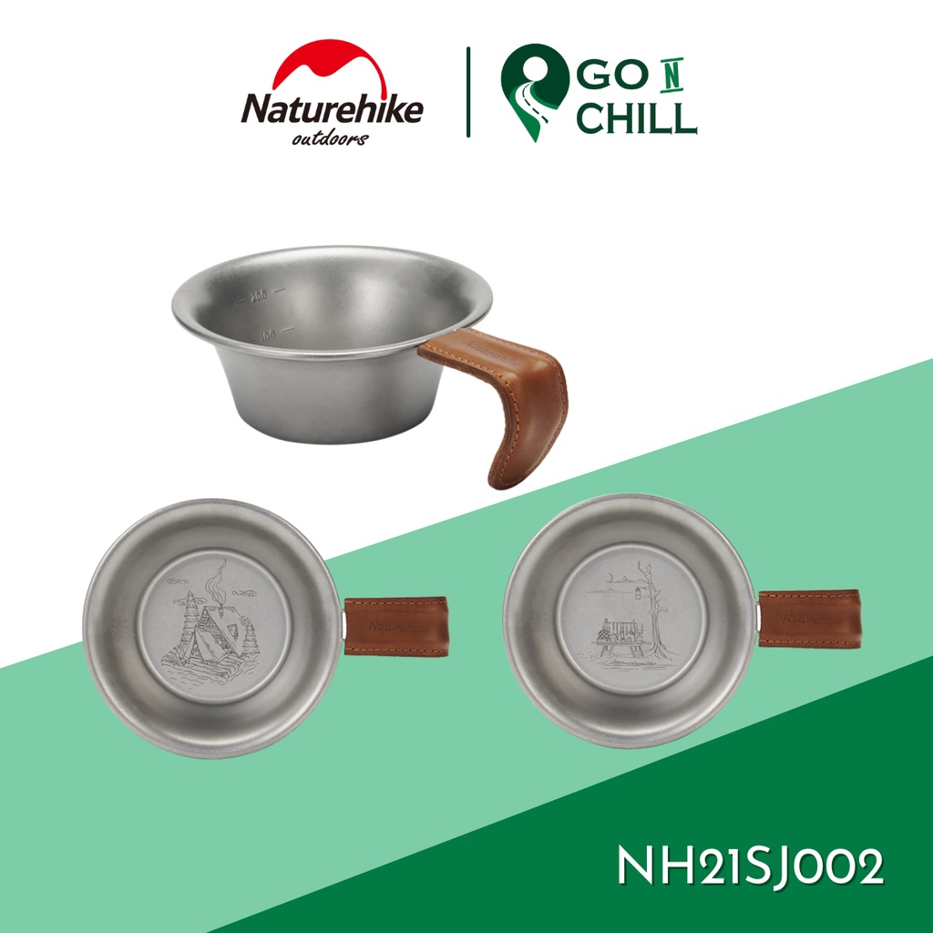 Bát ăn dã ngoại bằng thép không gỉ có tay cầm bằng da Naturehike NH21SJ002