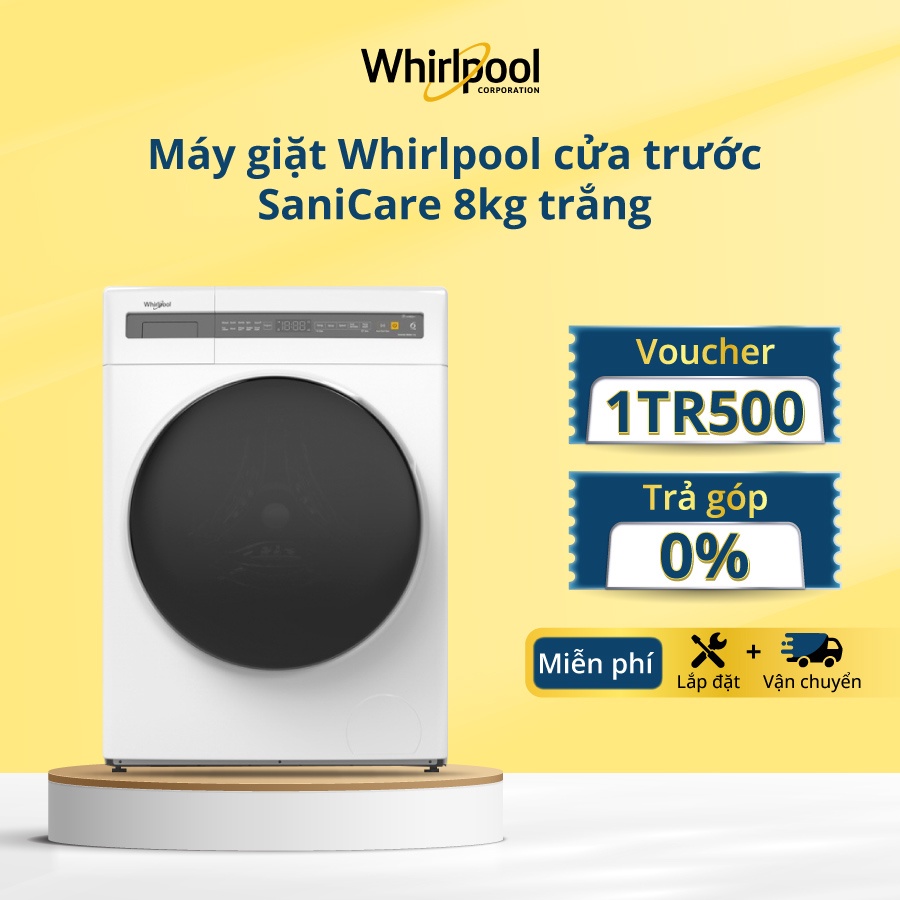 Máy giặt Whirlpool cửa trước Sanicare 8KG