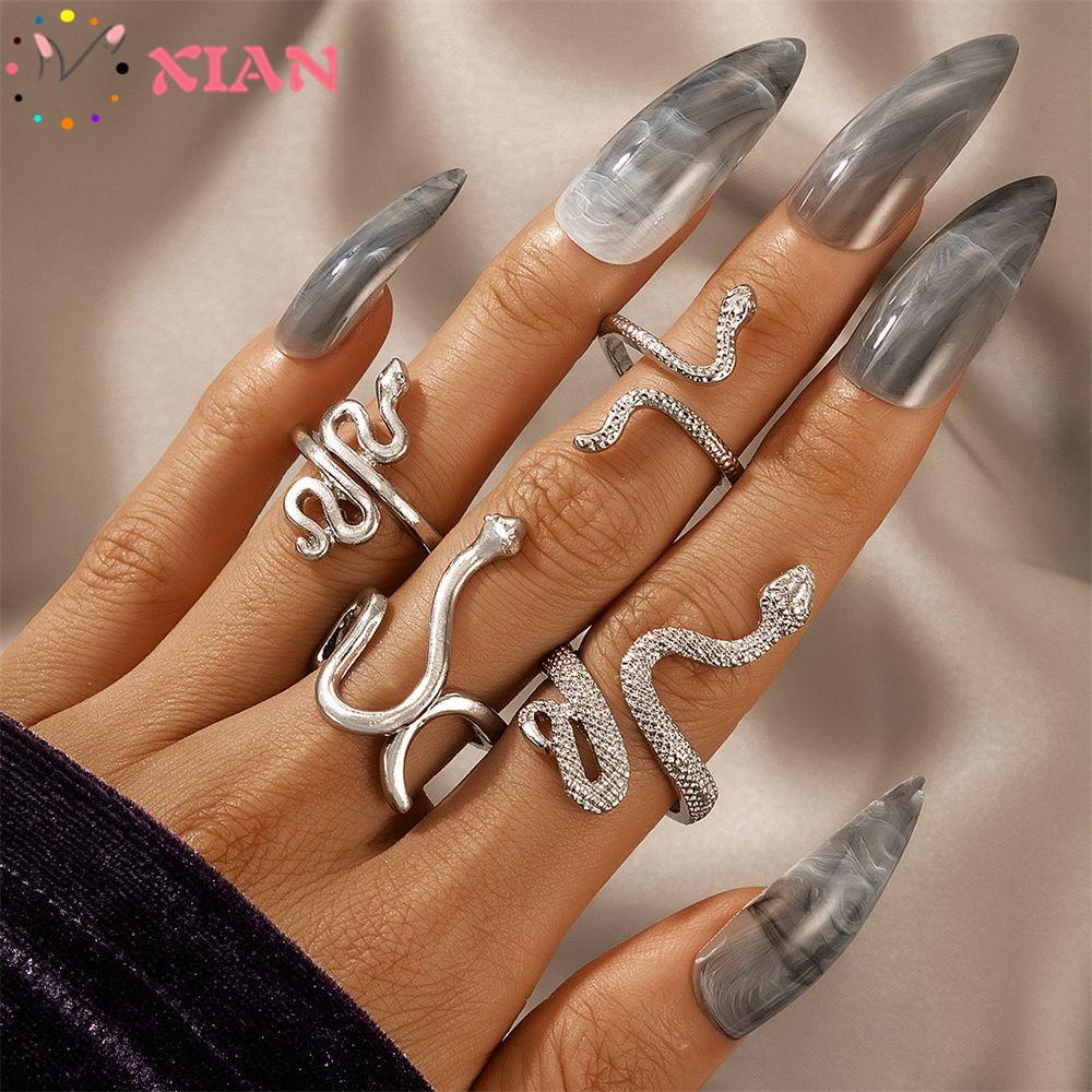 Set 4 Nhẫn Hình Rắn Thời Trang Boho Gothic Cổ Điển Cho Nữ