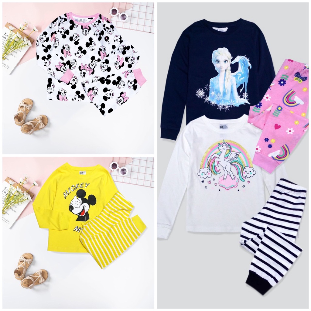 🌷Bộ bé gái Xuất dư Cambodia🌷- Bộ cotton bé gái dài tay HM thu đông hàng xuất dư xịn- đẹp