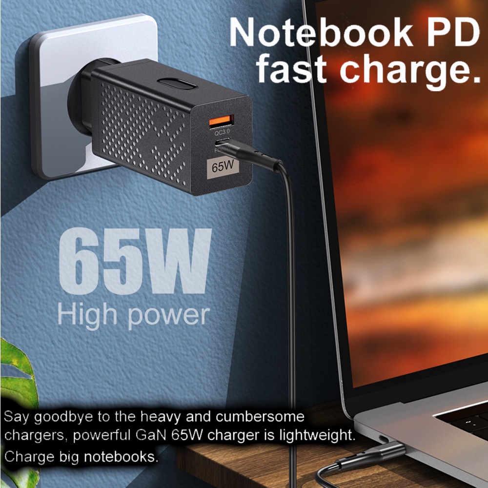 Cốc Sạc Nhanh 65W PD 65W + QC3.0 Cho Điện Thoại Thông Minh / Notebook / Tablet