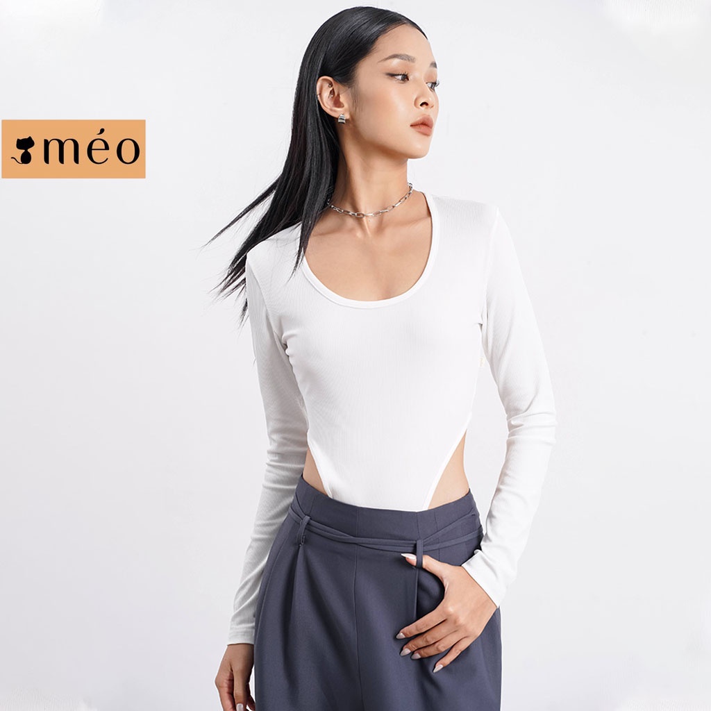 Áo thun liền quần bodysuit ôm body cổ u tay dài dáng ôm sexy Mula