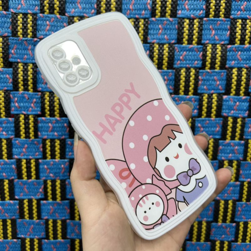 Ốp lưng Samsung A51 dẻo hình siêu dễ thương viền lượn sóng bảo vệ camera