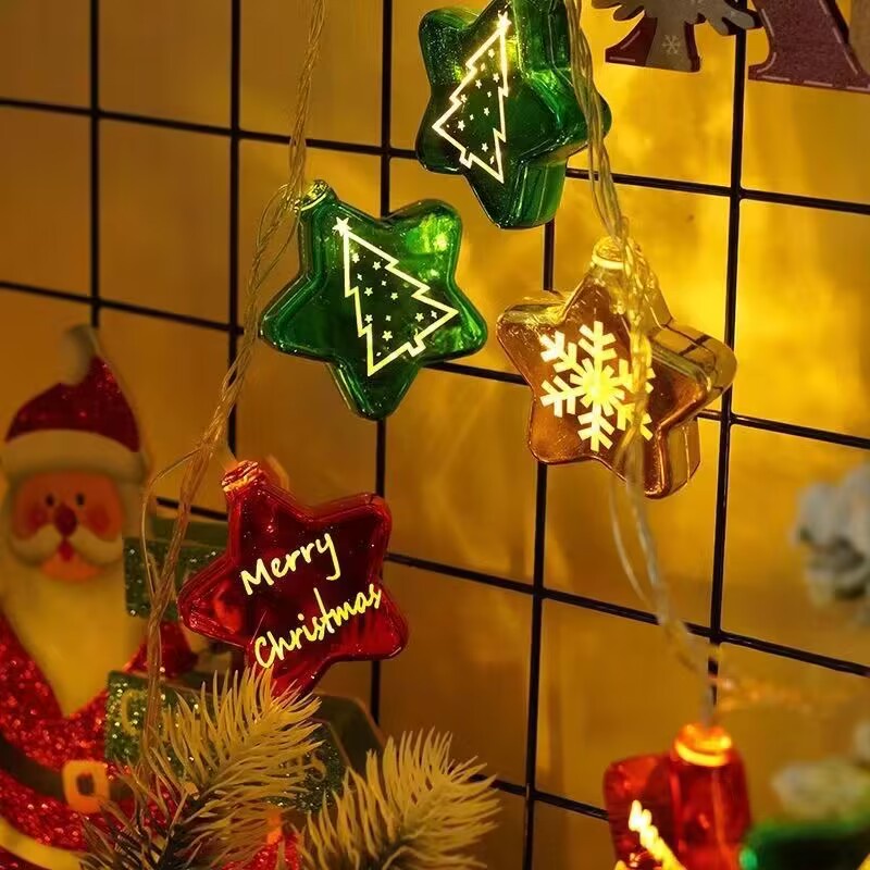Đèn LED Hình Ngôi Sao Năm Cánh Trang Trí Cây Thông Giáng Sinh