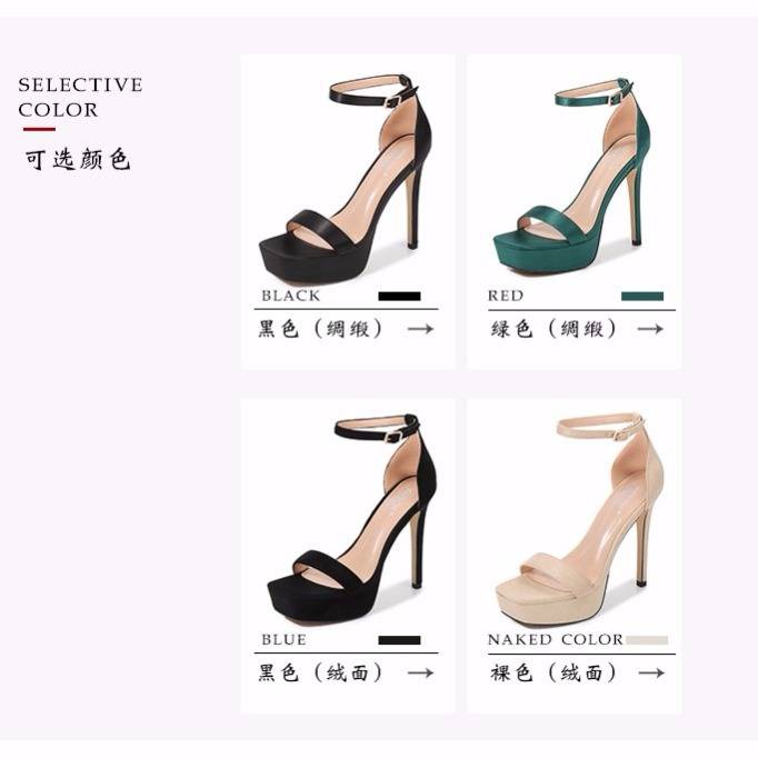 Dép cao. Giày Cao Gót Da Lộn Màu Đen Chống Thấm Nước Phong Cách Âu Mỹ Cho Nữ