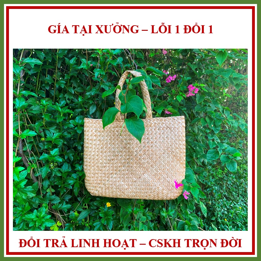 Túi cói đi chợ ,đựng hoa quả, làn cói / túi cói handmade cầm tay, thân thiện môi trường