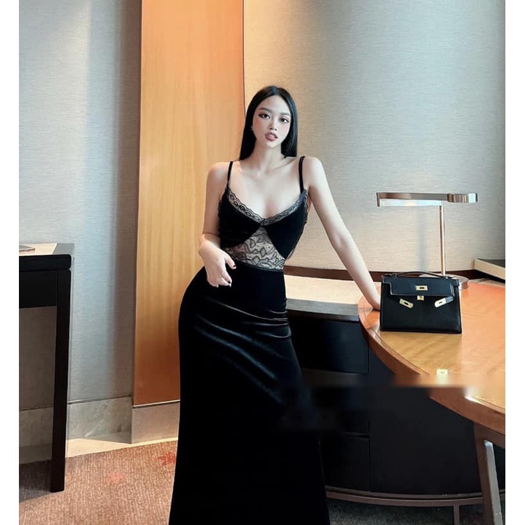 LINH CAVALI- VÁY NHUNG REN 2 DÂY