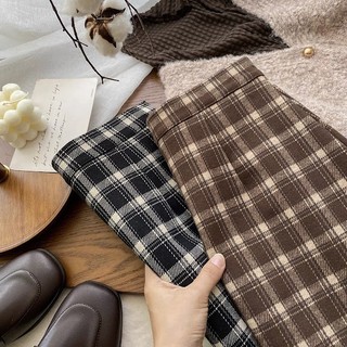 Chân váy kẻ ô vuông dáng a ngắn basic
