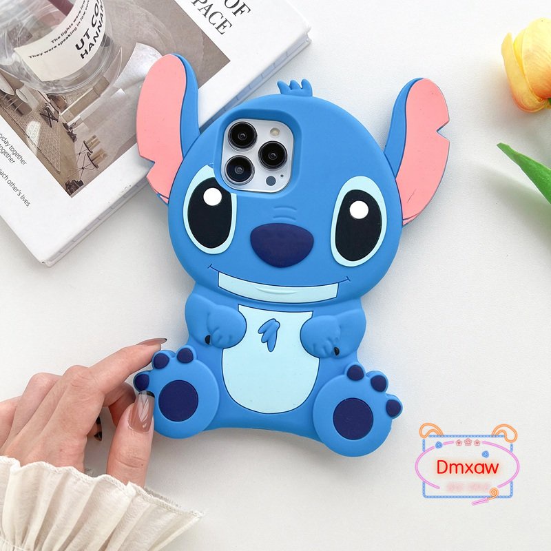 Ốp Điện Thoại Silicon Mềm Hình Stitch Xanh Dương Cho iPhone 14 Pro Max 13 Pro Max 12 Pro Max 11 Pro Max