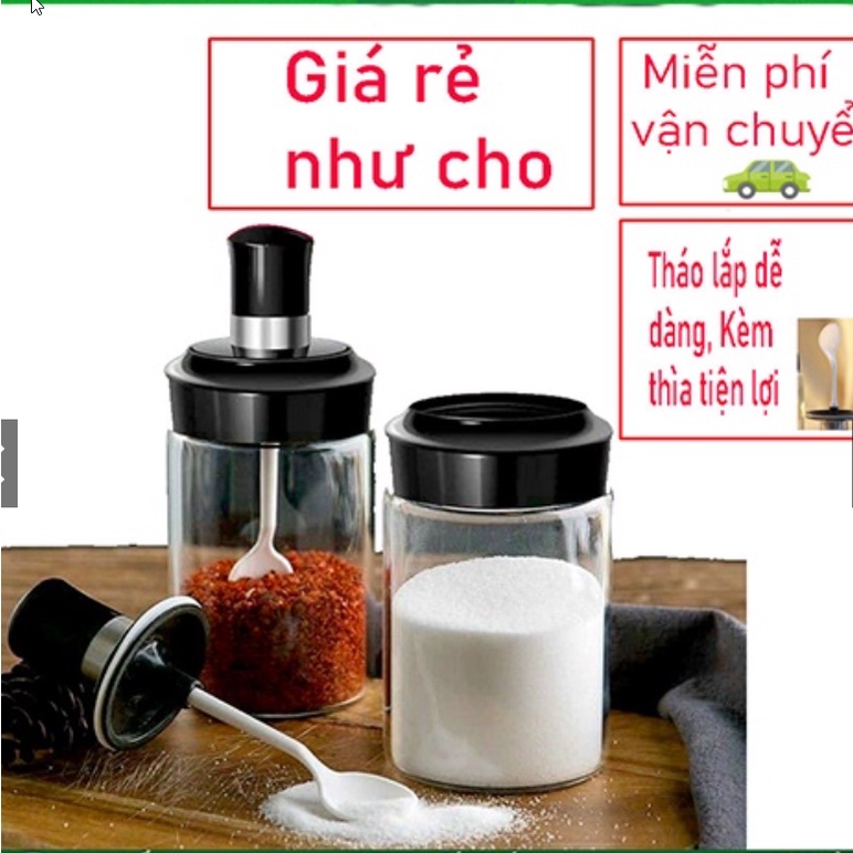 Lọ đựng gia vị thủy tinh ⚡️ Hũ đựng gia vị có thìa thông minh
