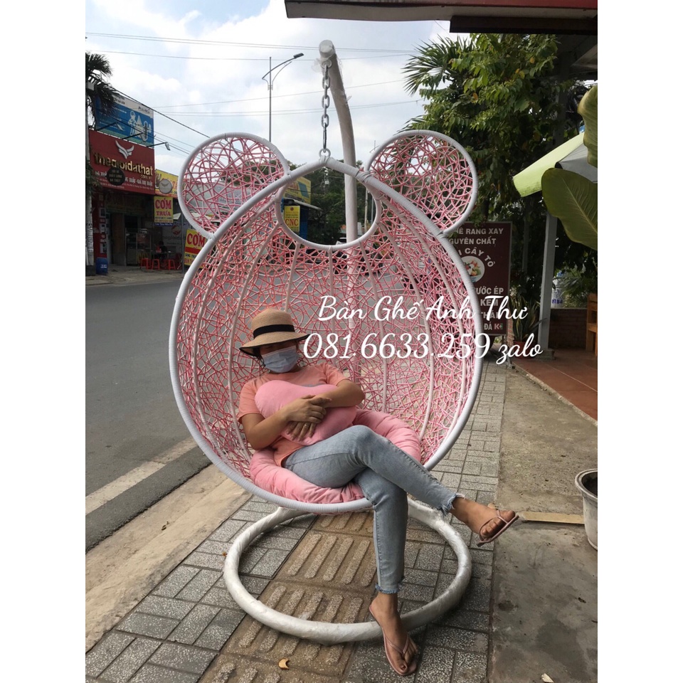 Xích đu treo tai thỏ, xích đu thư giãn mây nhựa