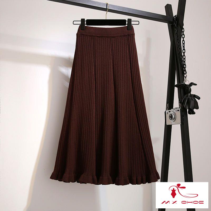 Chân Váy Len Dáng Chữ a Lưng Cao Phối Bèo Phong Cách Hàn Quốc Thời Trang Thu Đông 2022 Mới