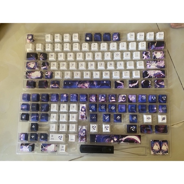 keycab 136 Phím Genshin Impact Raiden Shogun Keycap Nhỏ Gọn Tiện Lợi | Hồ Sơ Ri| Pbt Nhuộm-sub