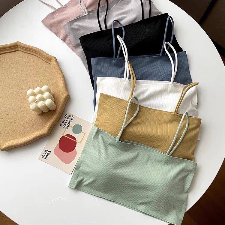 Áo Bra Đúc Su Trơn Quây 2 Dây Gân Tăm Chất Liệu Thun Lạnh Có Đệm Ngực 078