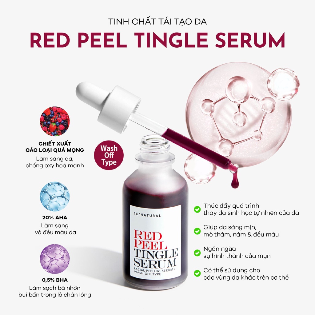 Combo 11 Tinh Chất Red Peel Tingle Serum Sample Dạng Gói So Natural (2,5ml)