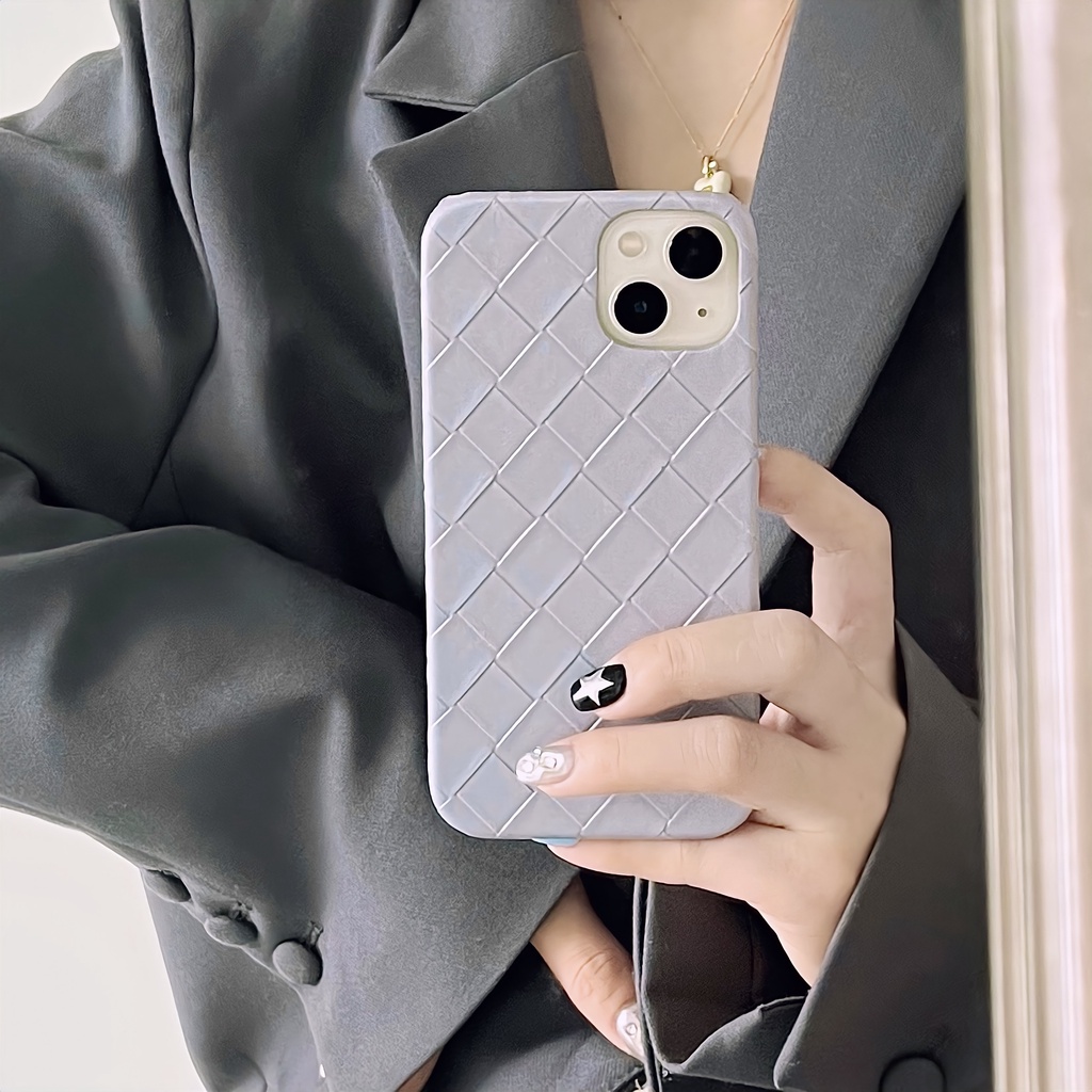 Ốp Điện Thoại Tpu Silicon Mềm Vân Đan Chéo Màu Trơn Chống Sốc Cho iPhone 14 13 12 11 Pro Max Plus