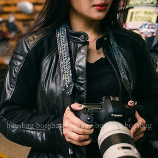[CAMERA] Dây Đeo Máy Ảnh Classical Thổ Cẩm Hoa Văn Xanh