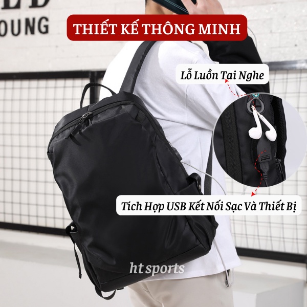 Balo đựng laptop HT Sports tích hợp USB sạc ngoài tiện dụng chất vải siêu bền chống thấm nước