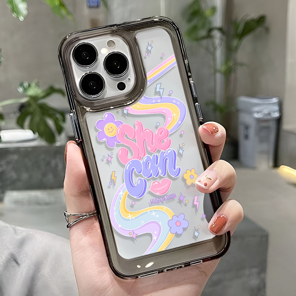 Ốp Điện Thoại Trong Suốt In Hình Hoa Và Cầu Vồng Cho iphone 14 Pro Max 13 11 12 7Plus X XR XS Max 8 7