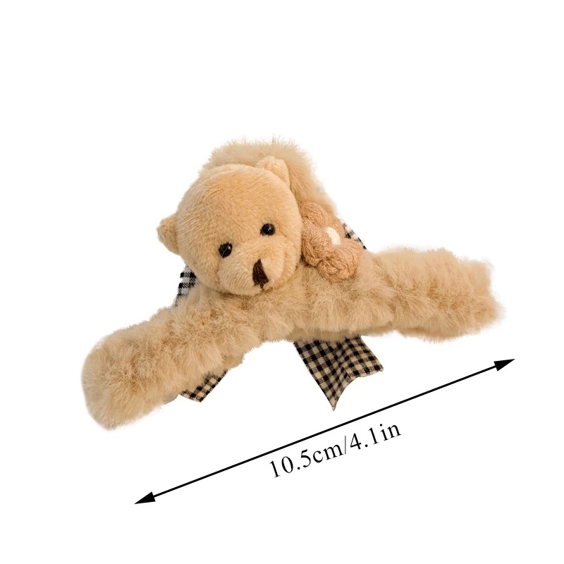 Kẹp Tóc Càng Cua Lớn Hình Gấu / Thỏ / Cá Mập Bằng Lông Nhung Đính Nơ Hoạt Hình Kiểu Hàn Quốc