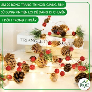 Dây đèn led 2m 20 bóng hình quả thông trang trí giáng sinh noel