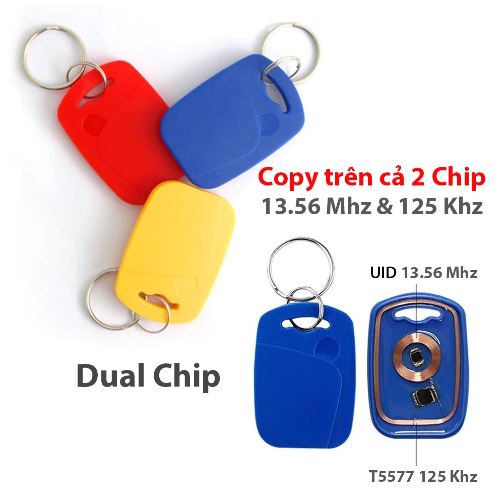 Thẻ từ dạng móc khóa Dual Chip 13.56 Mhz & 125 Khz sao chép trên cả 2 chip