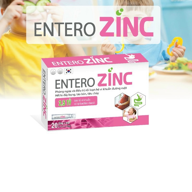 Men Vi Sinh Kết Hợp Kẽm ENTERO ZINC - Giúp Cân Bằng Hệ Vi Sinh Và Tăng Sức Đề Kháng Đường Ruột - Hộp 20 Ống