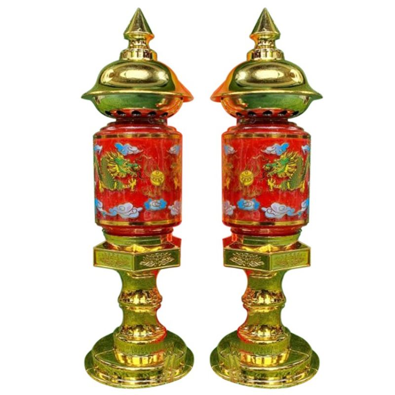 Cặp 2 cái đèn thờ song long